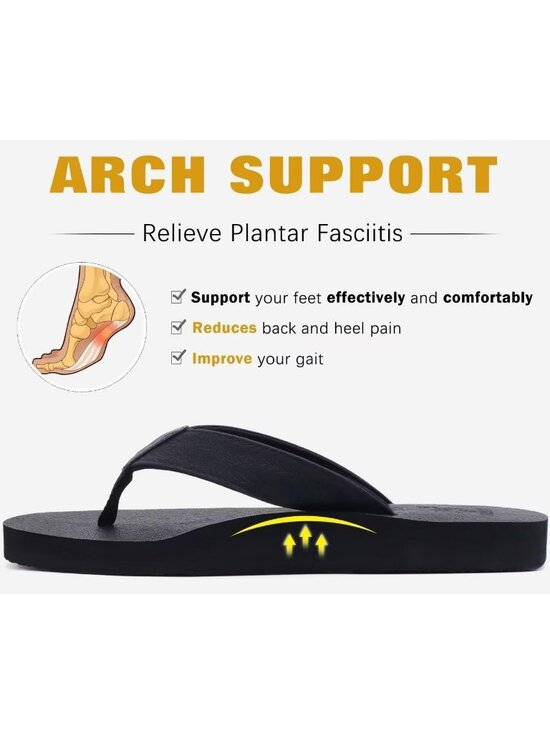 Men Coal Black Yoga Mat Leather Flip Flops Slip On Indoor Outdoor Sandal Slipper